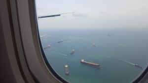 Vue d'avion de la baie de Singapour